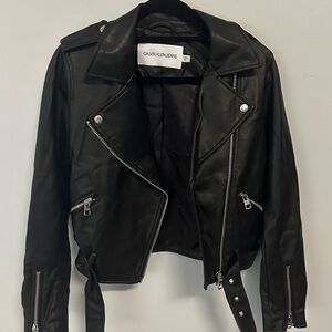 NWOT, Calvin Klein leather jacket. Never worn, no rips or stains.